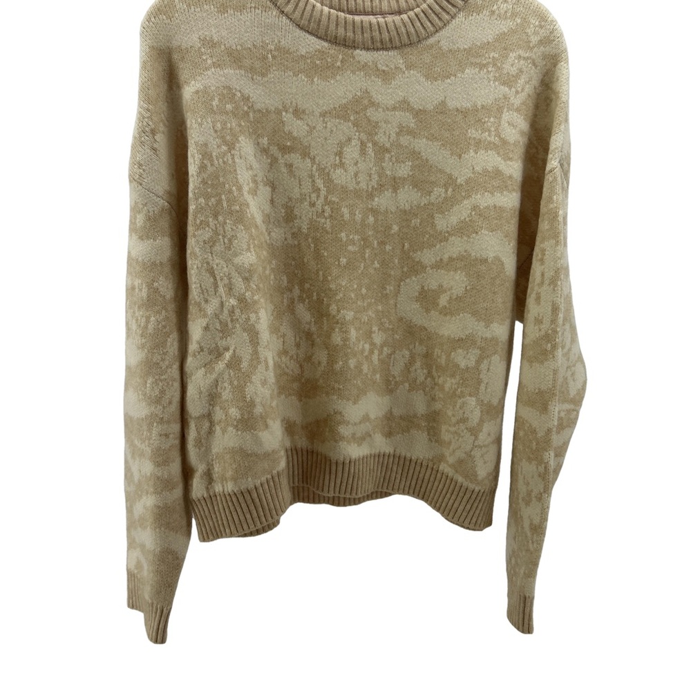 Willow & Root Cozy Tan Crew Neck Sweater with Textured Design